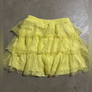 Francesca's Collections Yellow Tiered Mini Skirt